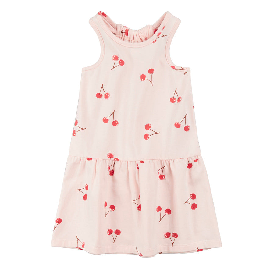 Cherry Print on Blush Racerback Jersey Dress