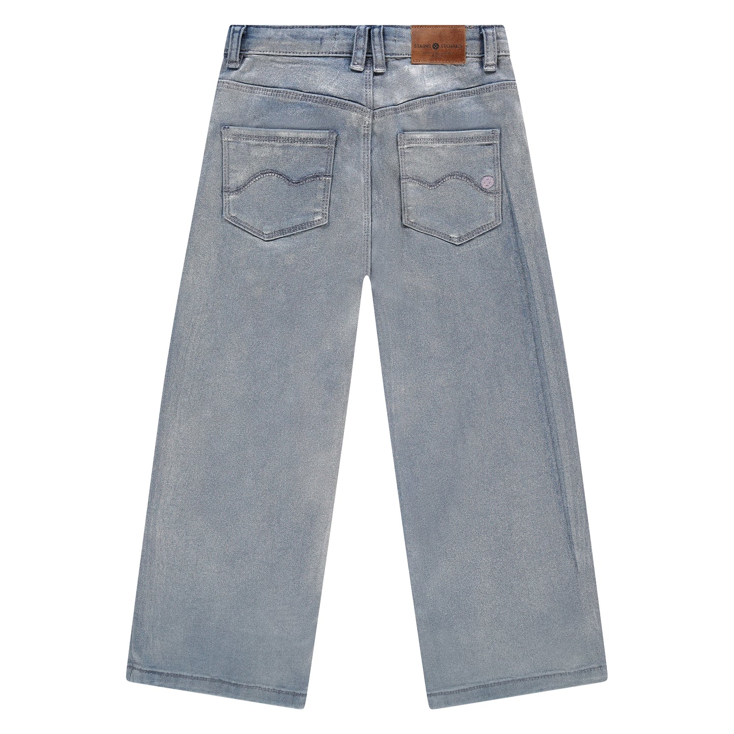 Silver Coated Wide Leg Denim