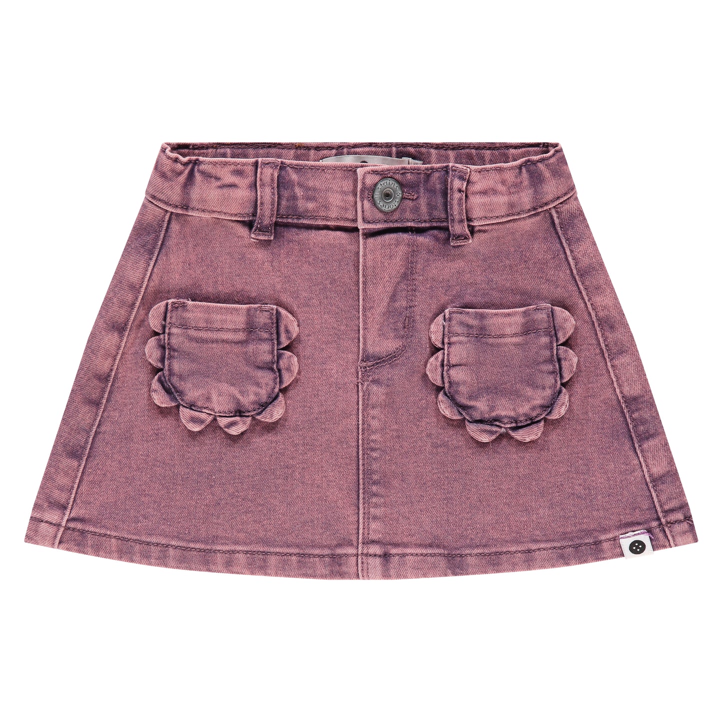 Plum Denim Ruffle Pocket Skirt