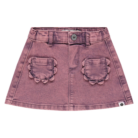 Plum Denim Ruffle Pocket Skirt