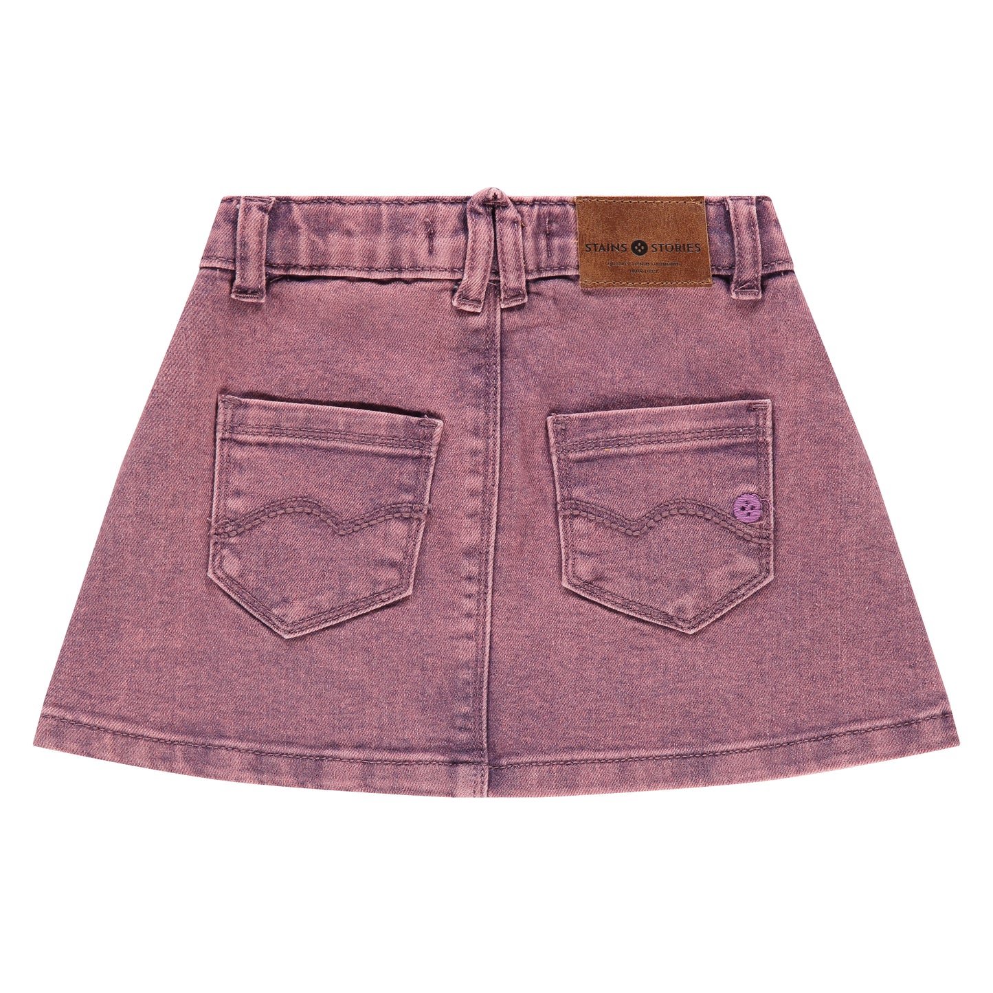 Plum Denim Ruffle Pocket Skirt