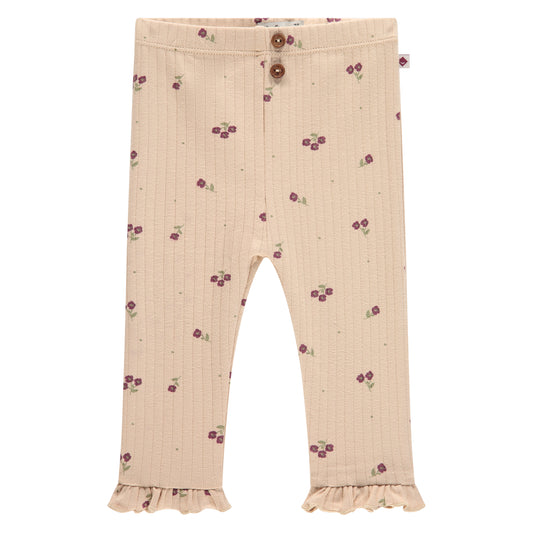 Tan Floral Ruffle Legging