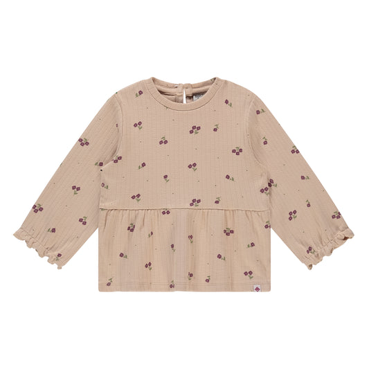 Tan Floral Ruffle Shirt
