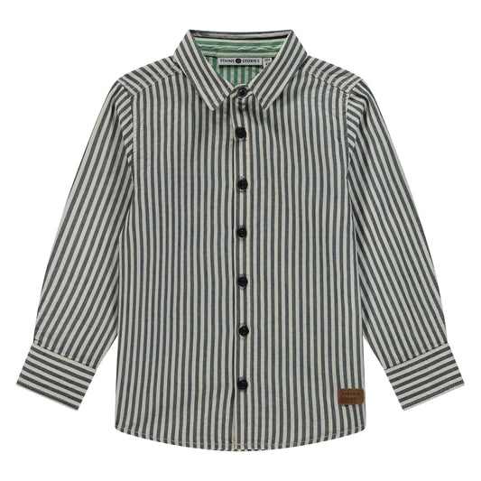 Navy & Green Stripe Button Down Shirt