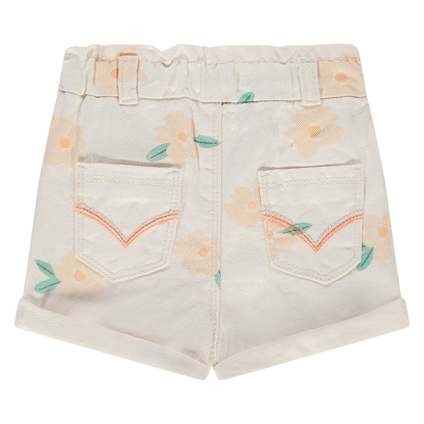 Peach Floral Denim Short