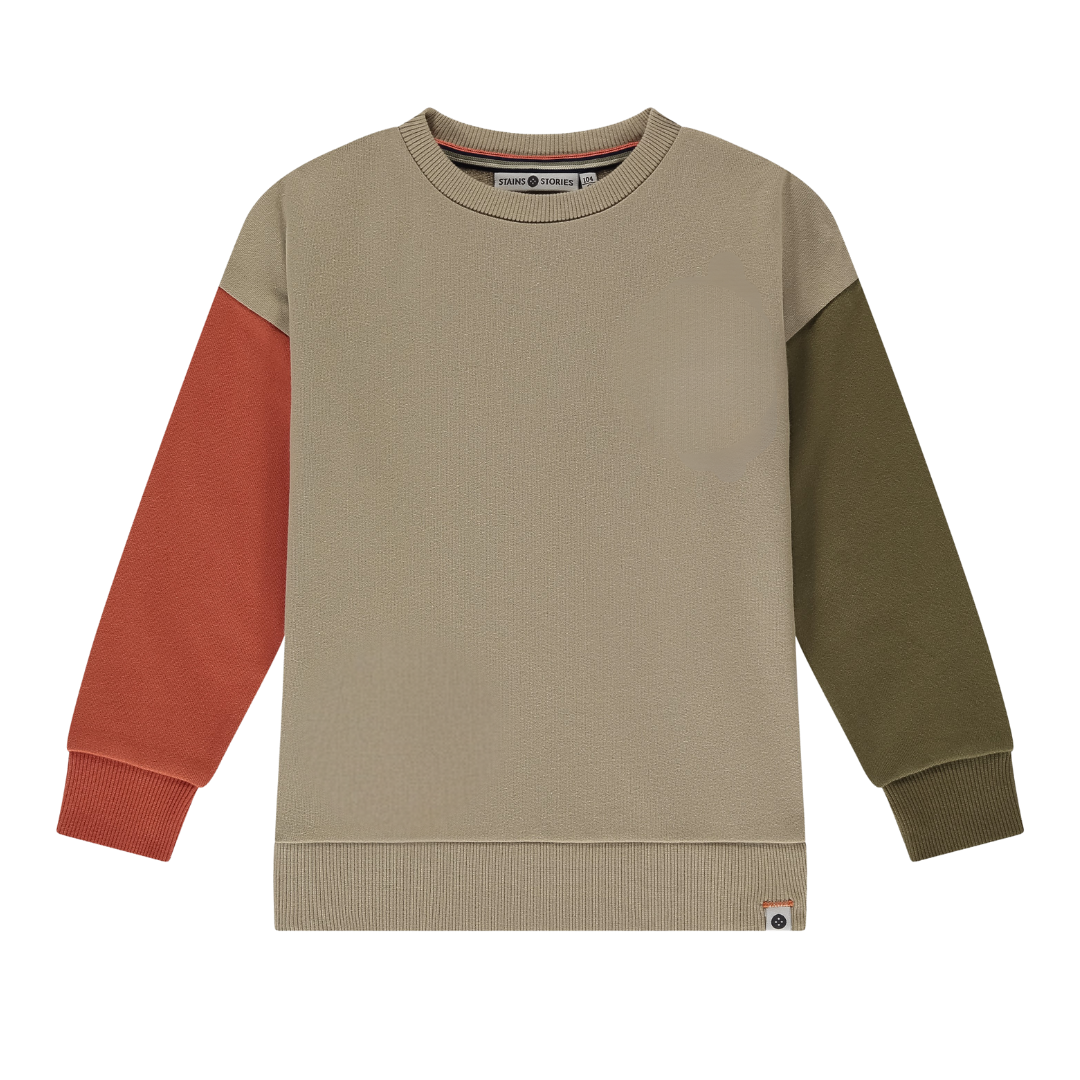 Orange & Tan Colorblock Swearshirt