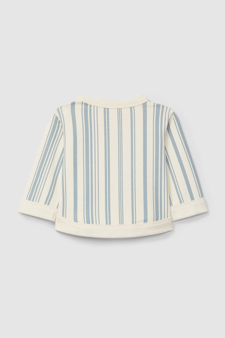printed plush sweater - mint stripe