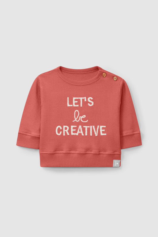 "Lets be creative" sweater - coral