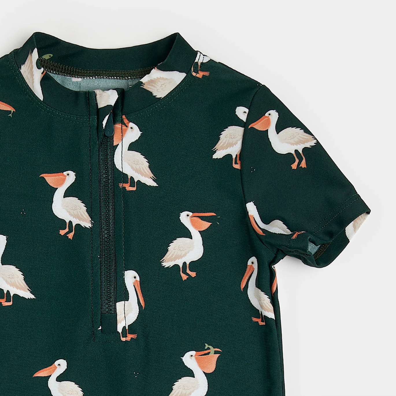 Pelican Print on Deep Sky Swim Romper