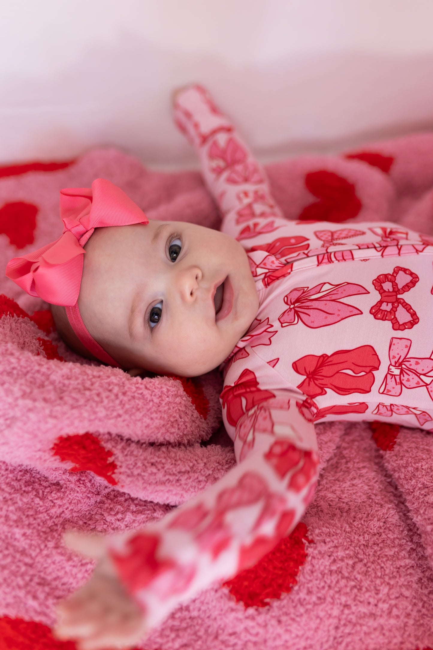 Valentine's Bow Zipper Romper