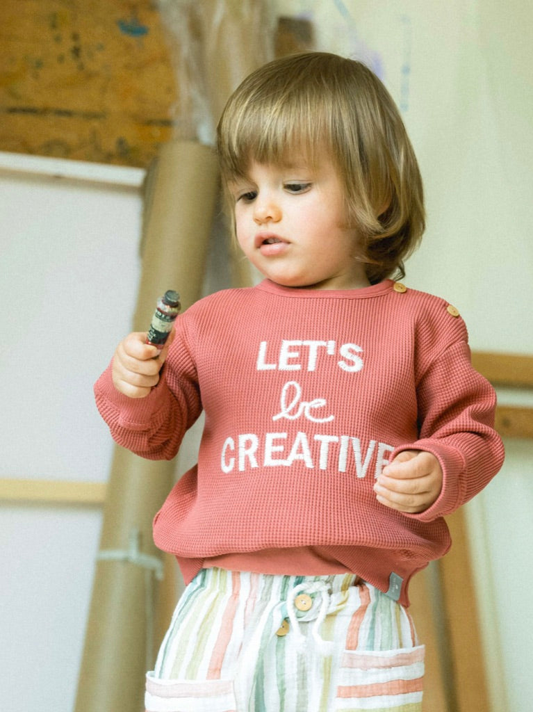"Lets be creative" sweater - coral