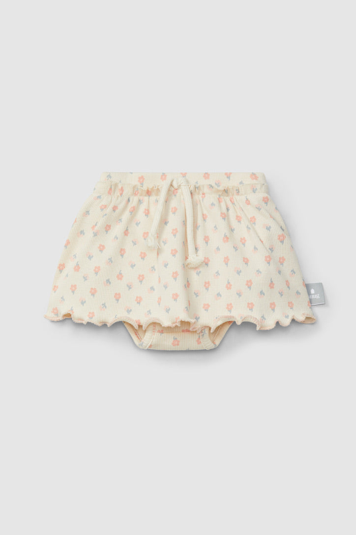 ribbed jersey skirt with diaper cover - pink floral