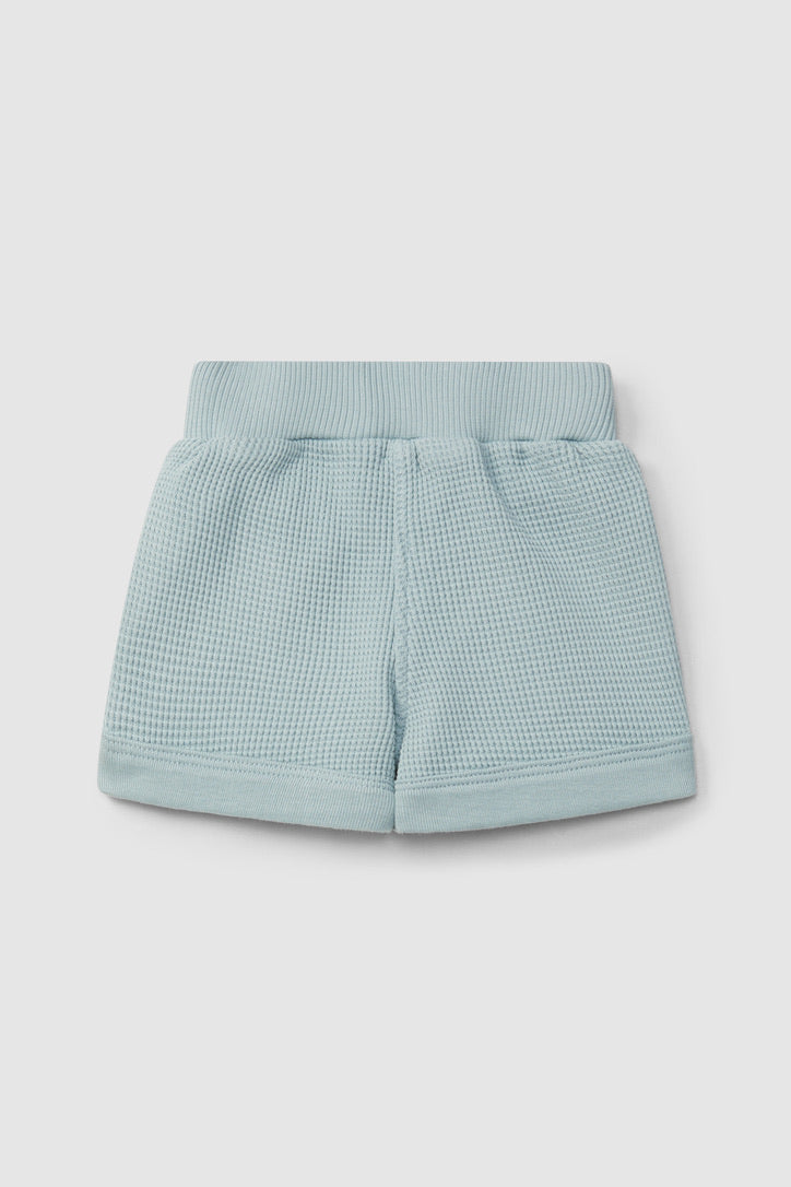 waffle weave pull-up shorts - mint blue