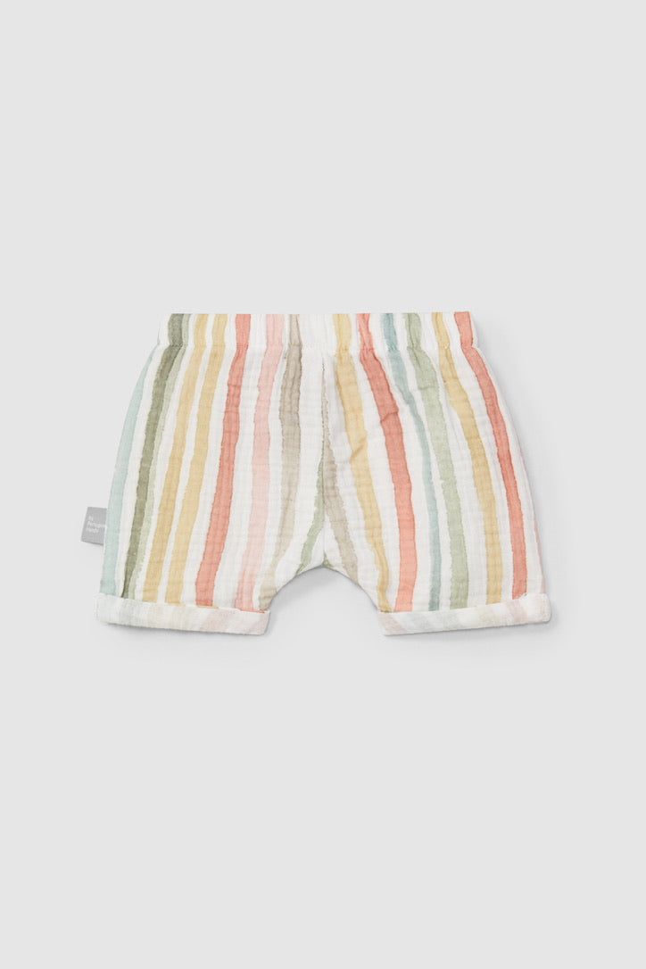multi-colour striped pull up short