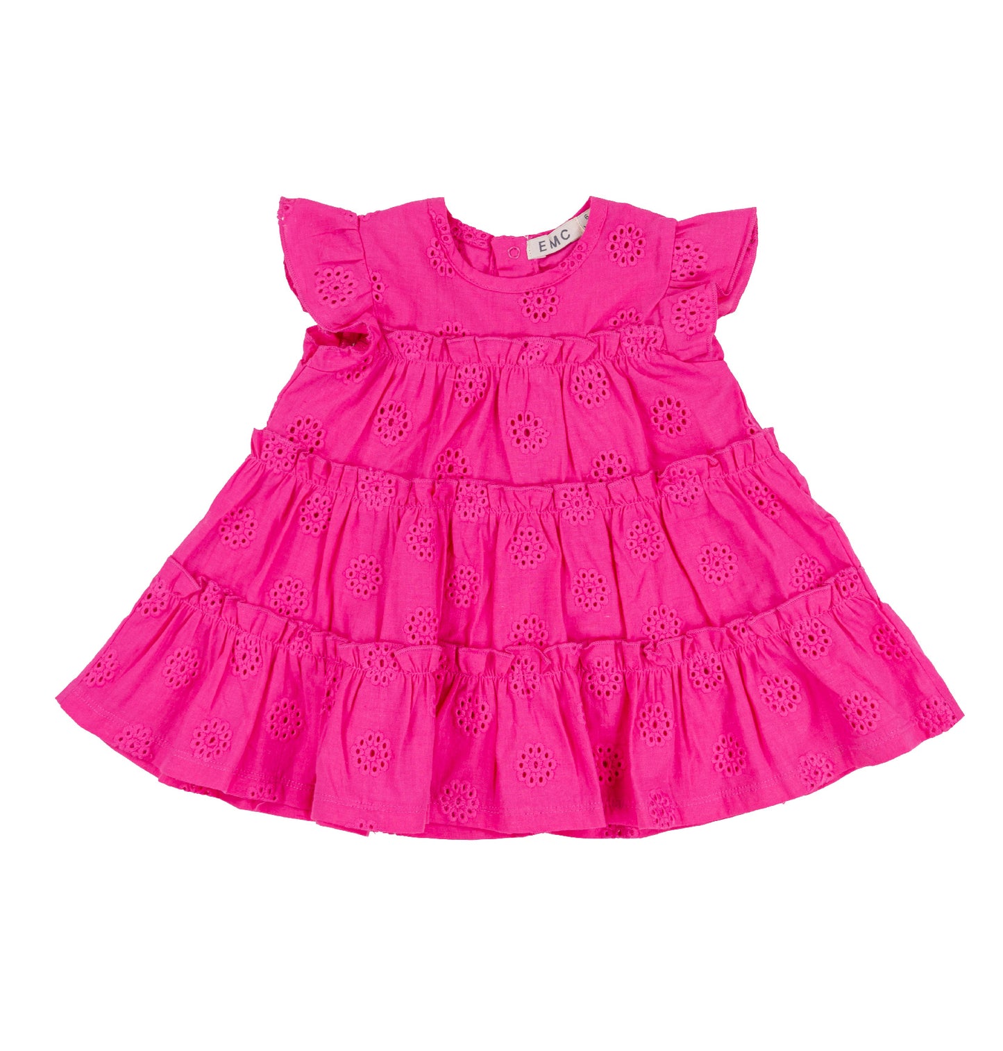 hot pink eyelet tiered dress
