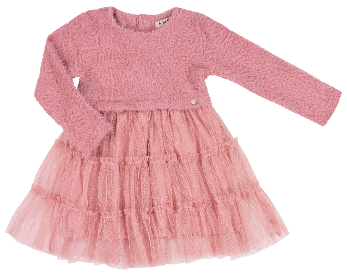 Mauve Fur & Mesh Twirl Dress