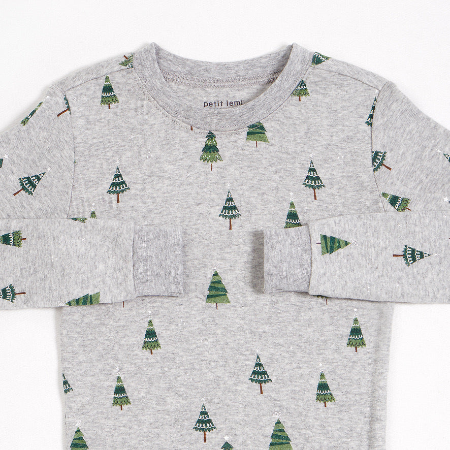 O Christmas Tree Print on Heather Grey PJ Set