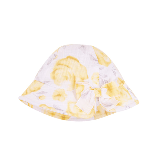 Yellow Floral Muslin Hat