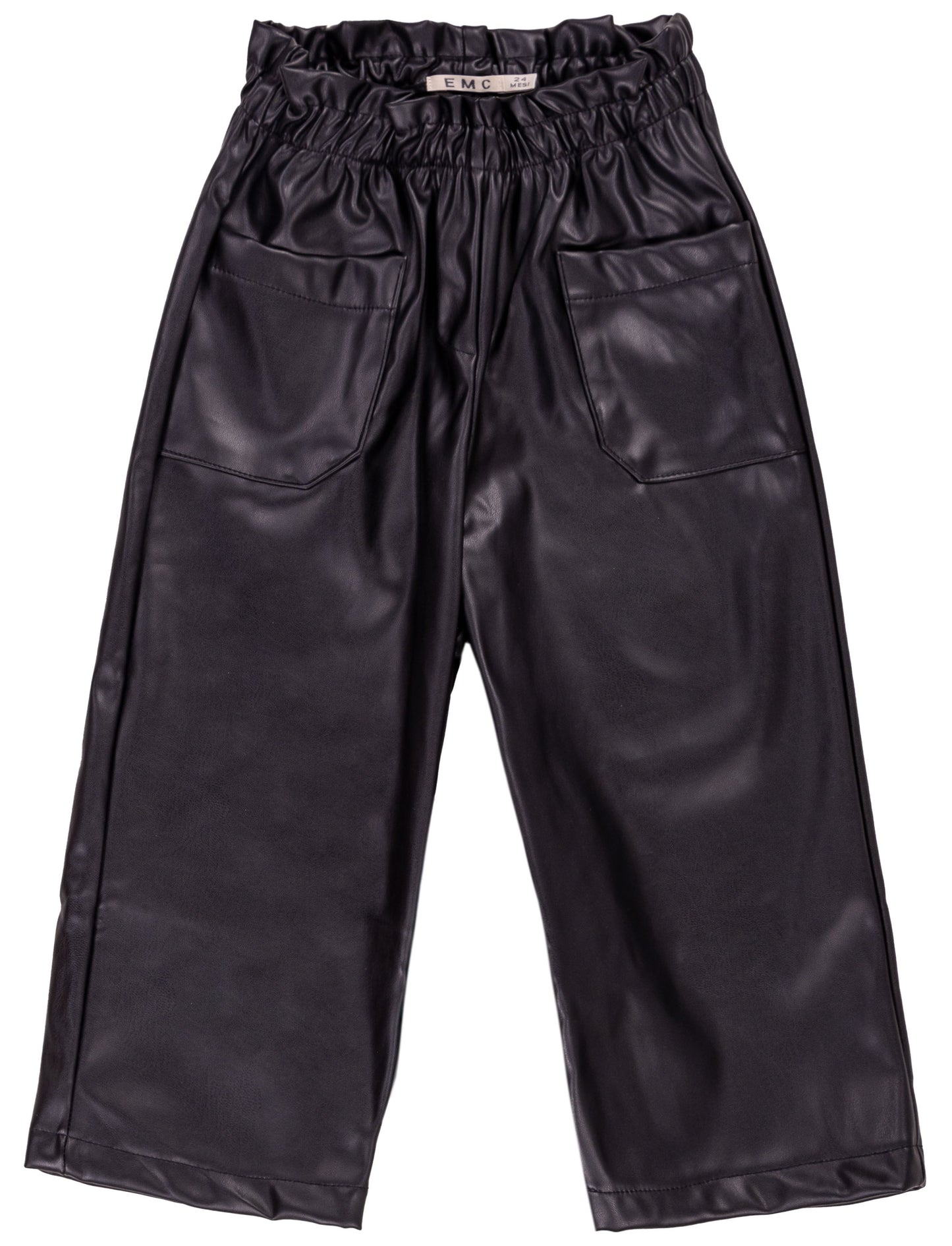 Black Faux Leather Wide Leg Pant