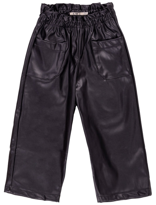 Black Faux Leather Wide Leg Pant