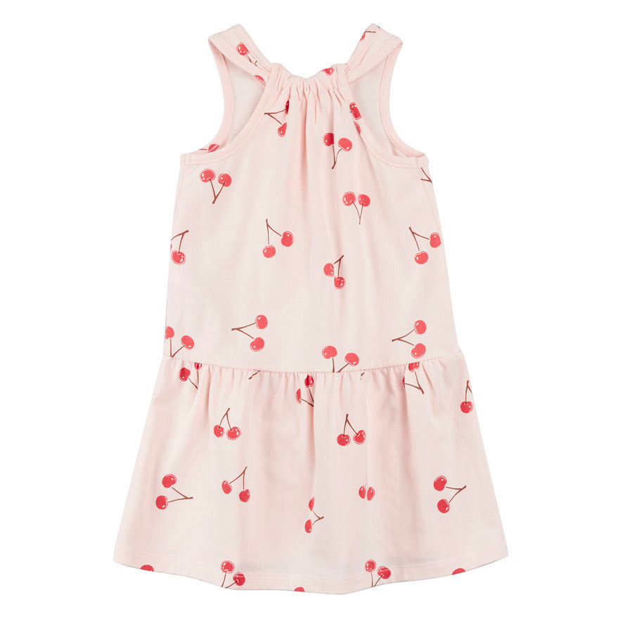 Cherry Print on Blush Racerback Jersey Dress