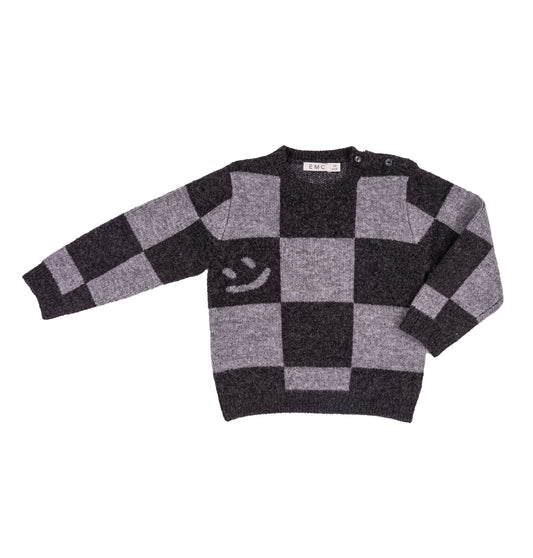 Black + Grey Smiley Sweater