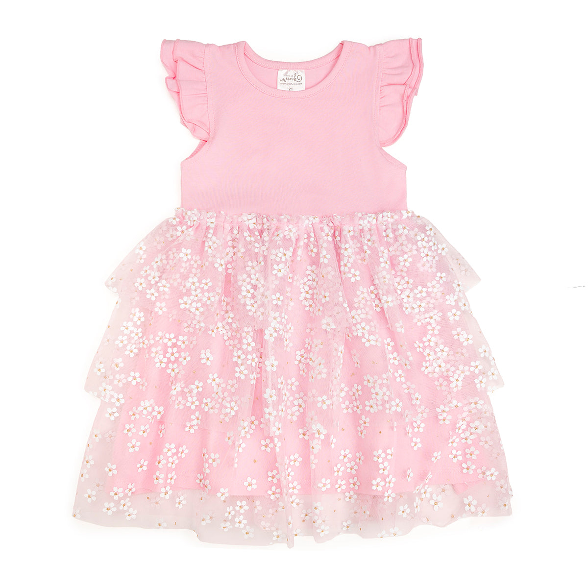 Pink Ditsy Daisy Easter Tiered Tutu Dress