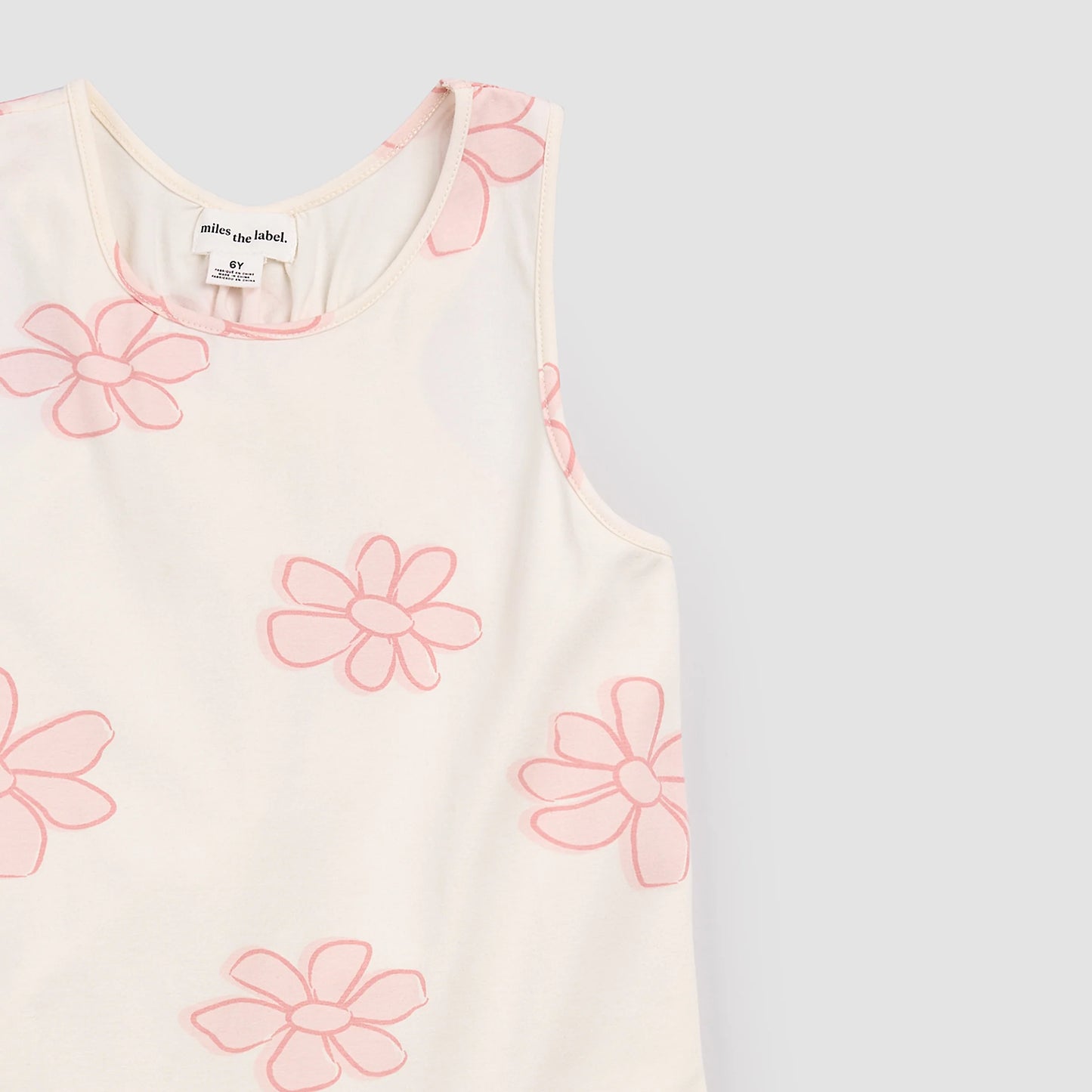 Flowers on White Racerback Jersey Dress