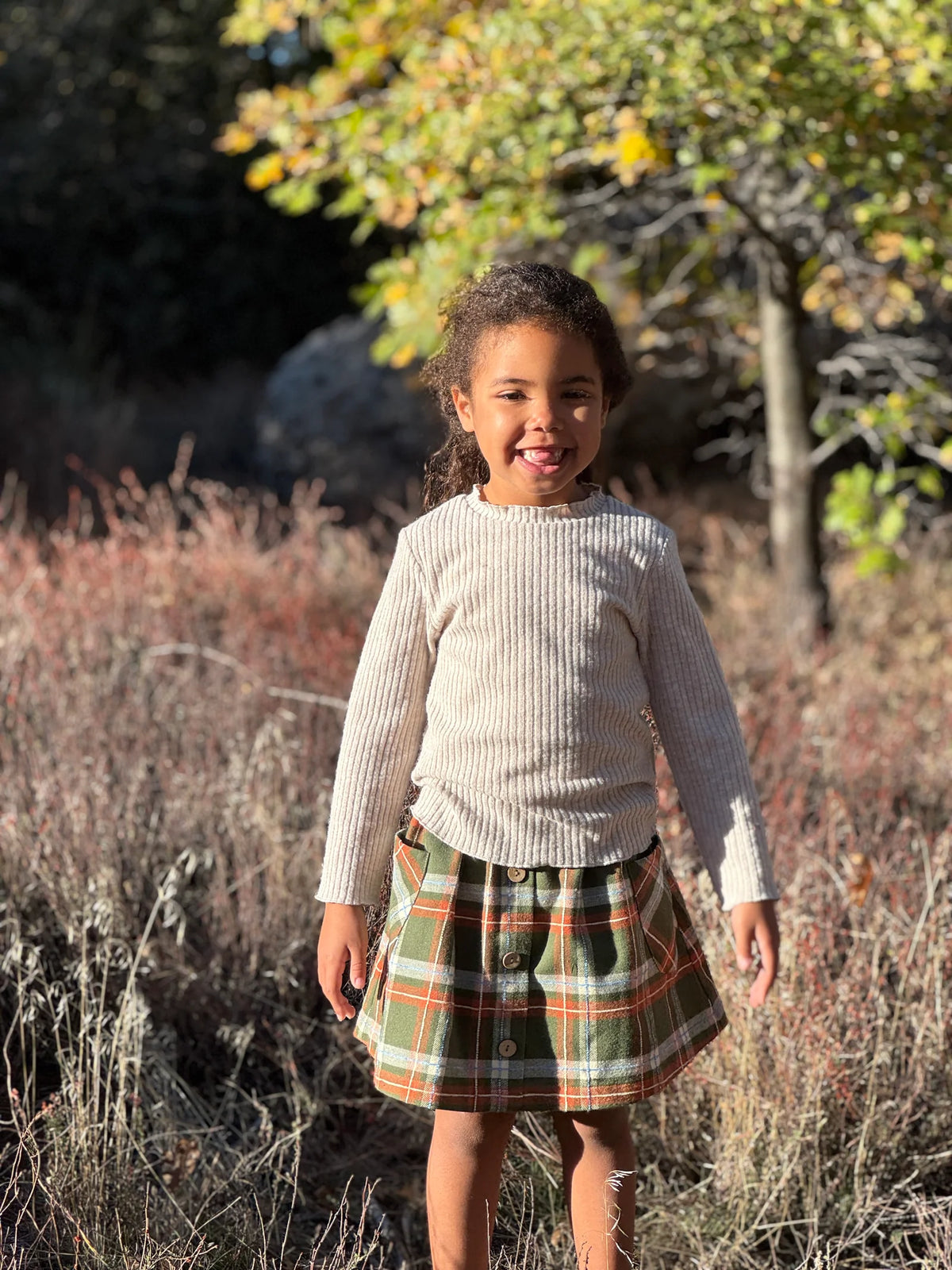 Loden & Pumpkin Plaid Jaycee Skort