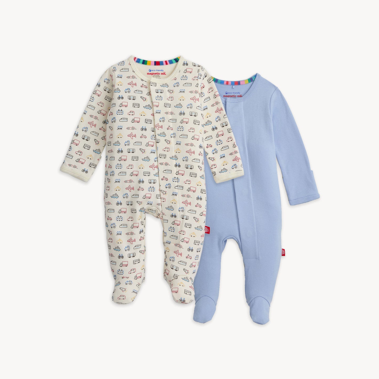 On The Go / Dusk Blue Organic Cotton Footie - 2 pack
