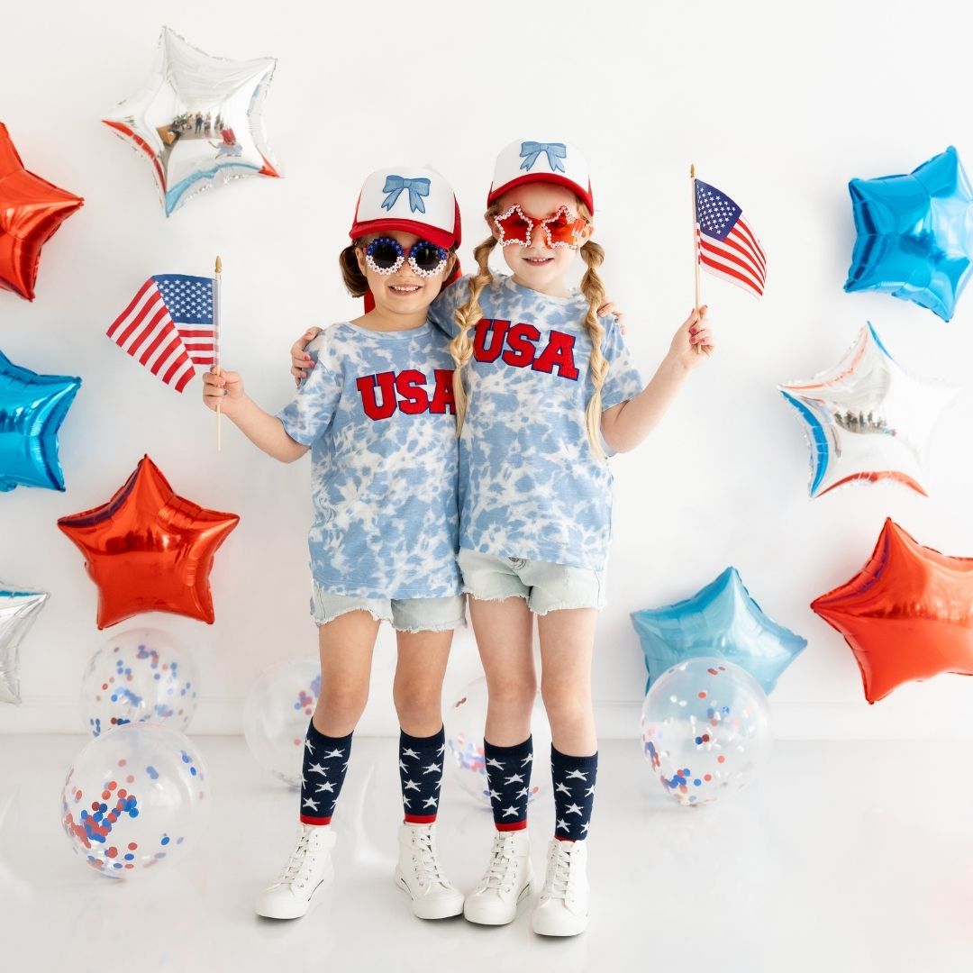 USA patch short sleeve tie dye tee