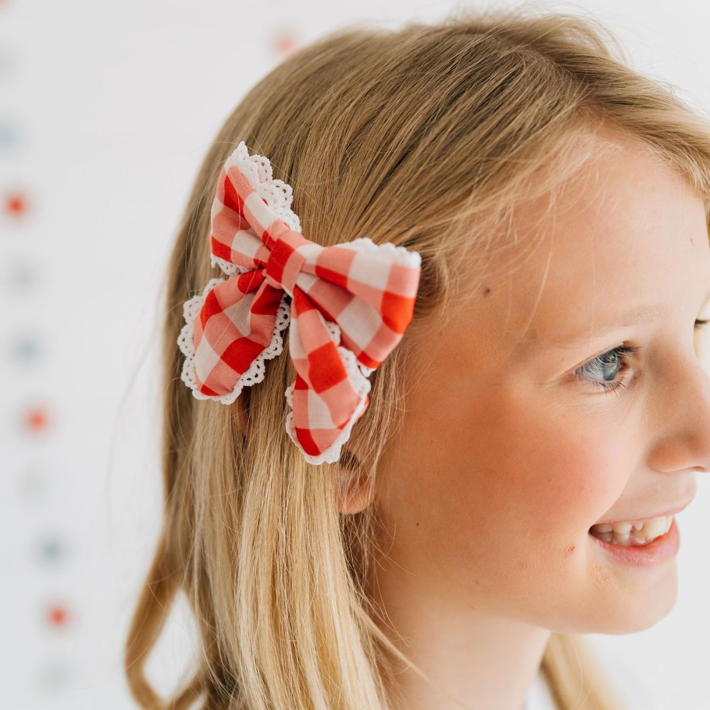 Red Gingham Bow Clip