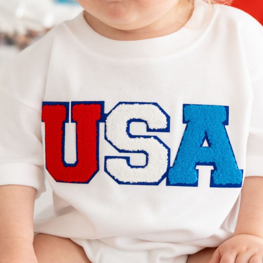 USA patch short sleeve romper
