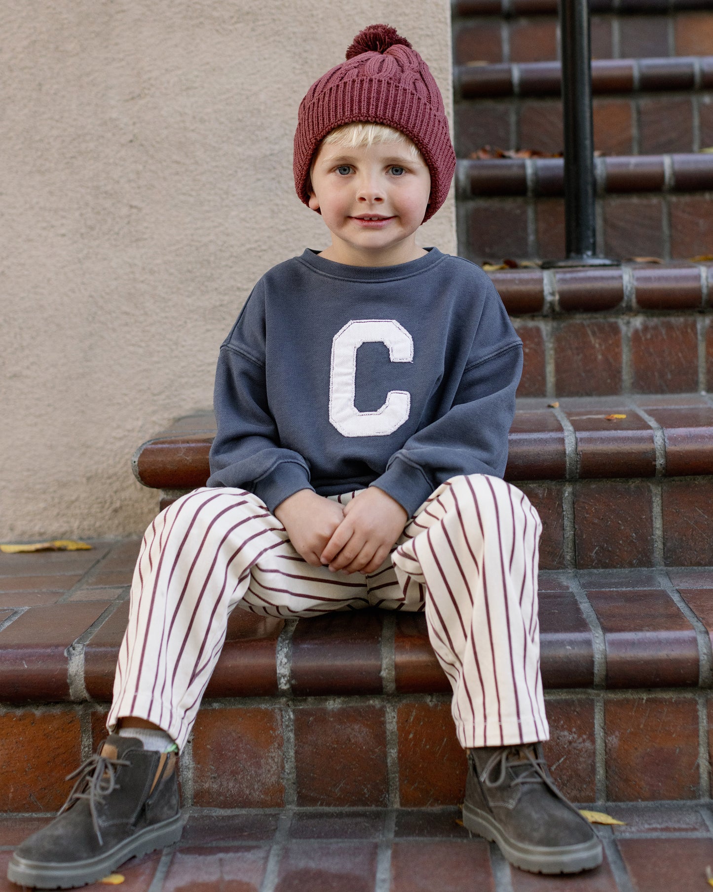 Relaxed Cargo Pant || Burgundy Pinstripe