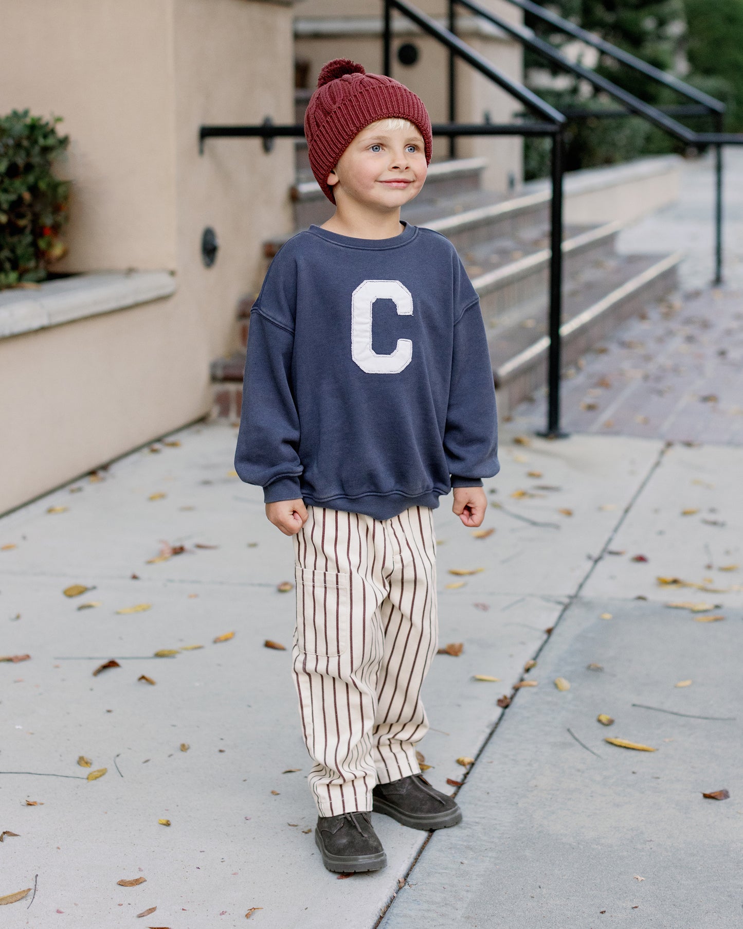 Relaxed Cargo Pant || Burgundy Pinstripe