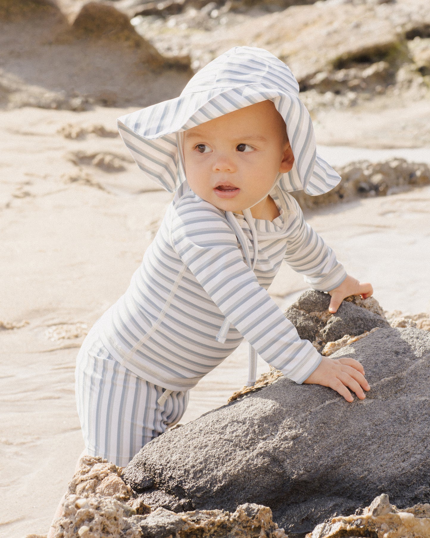 Floppy Swim Hat || Seafoam Stripe