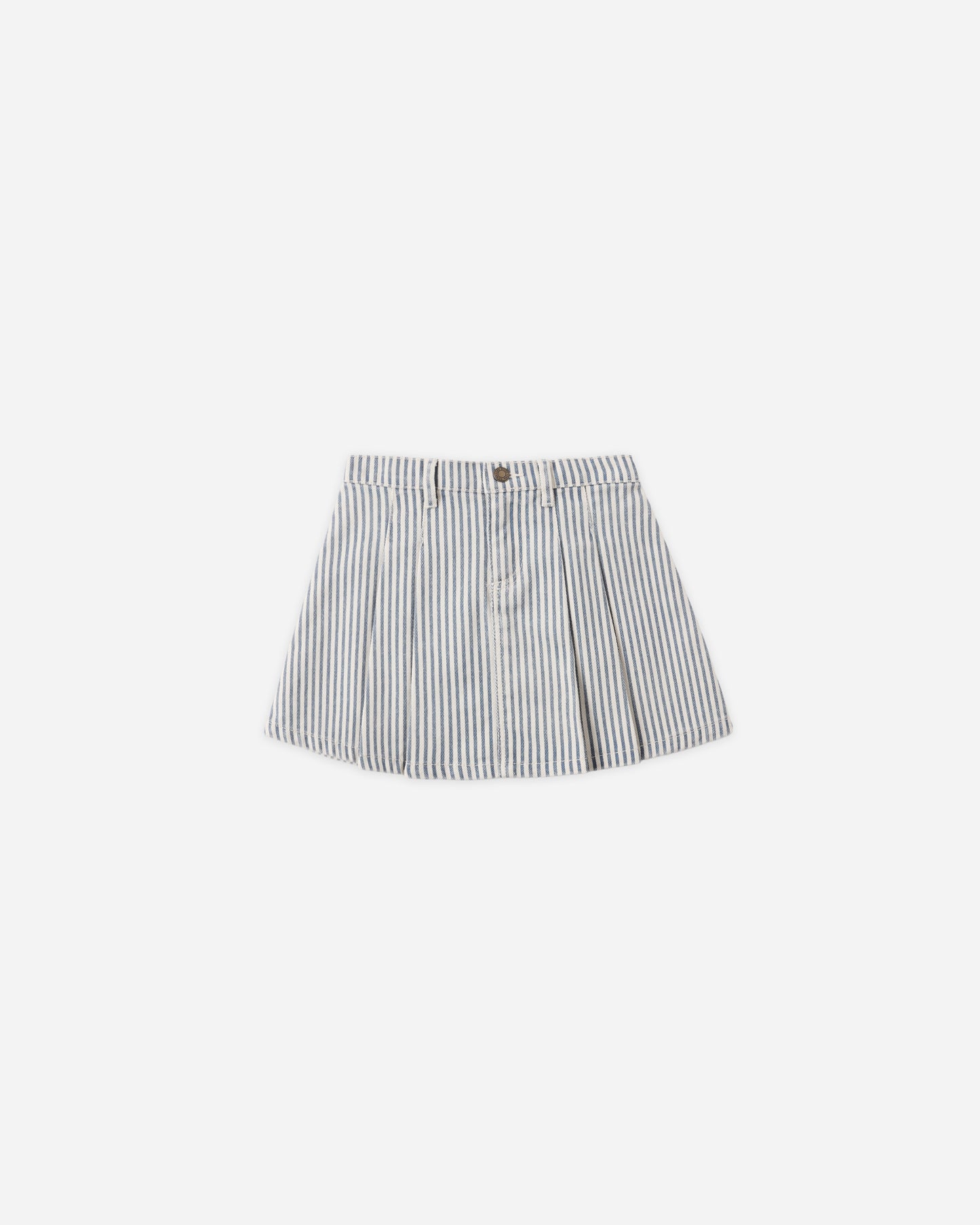 Pleated Denim Skirt || Railroad Stripe
