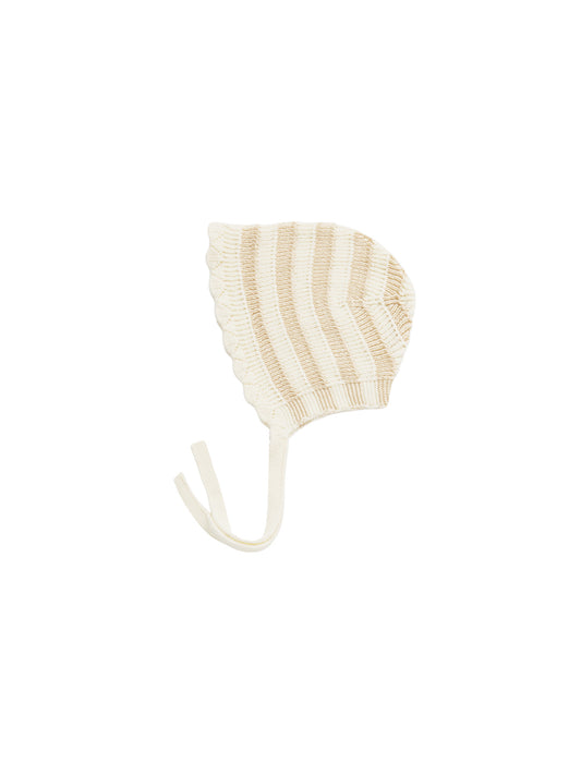 knit bonnet sand stripe