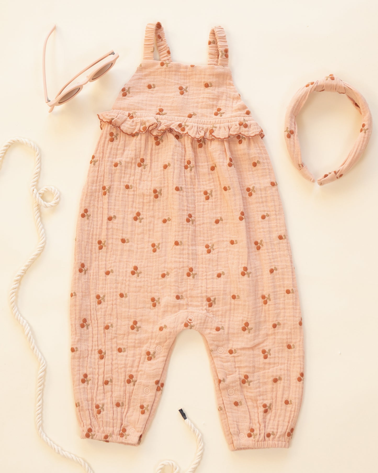 Kinsley Jumpsuit || Cherry Embroidery