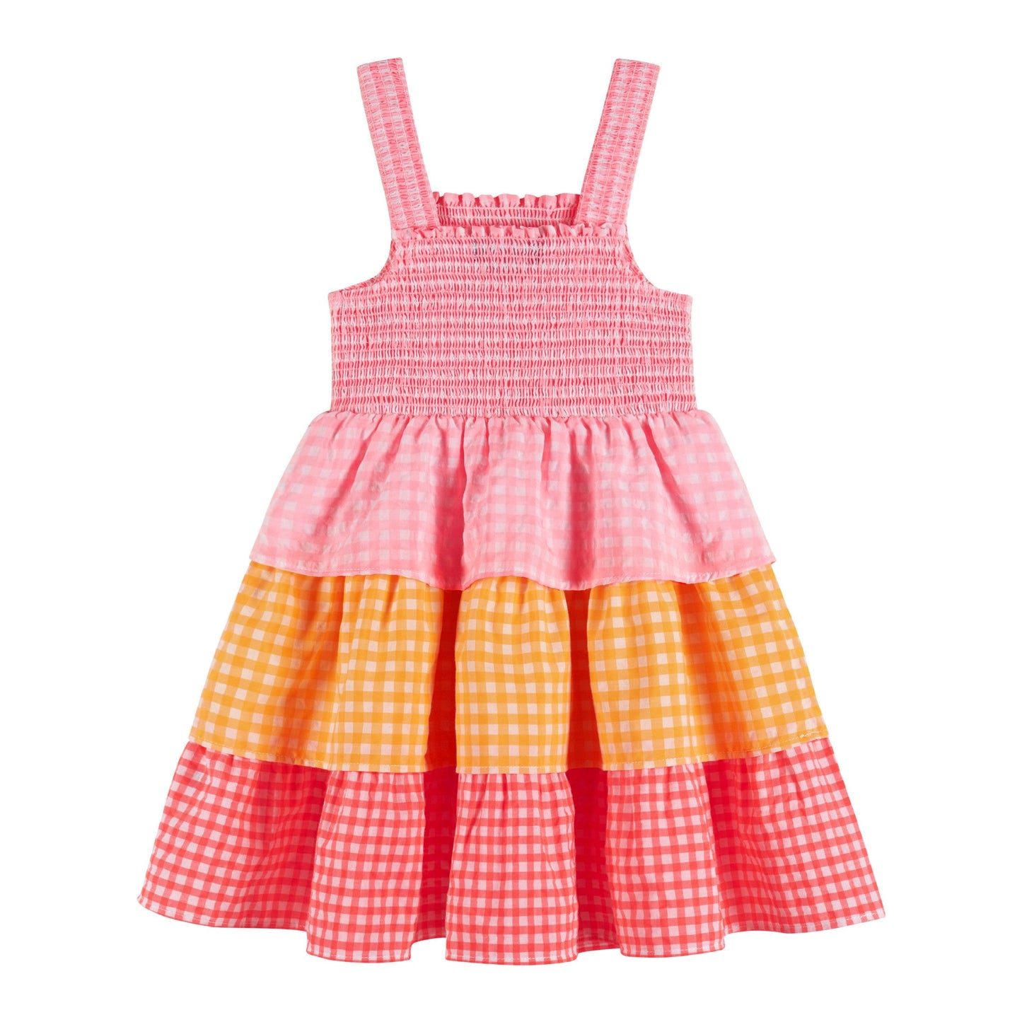 Hot Pink Gingham Tiered Dress