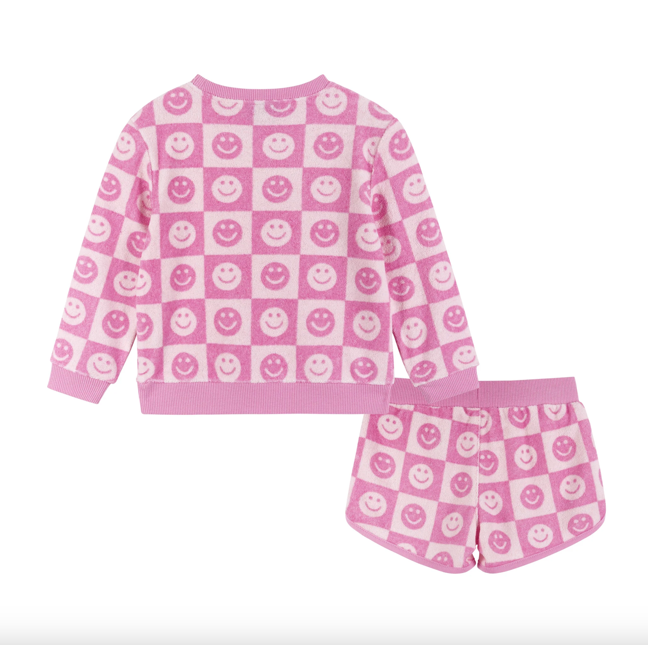 Pink Smiley Terry Sweatshirt & Short
