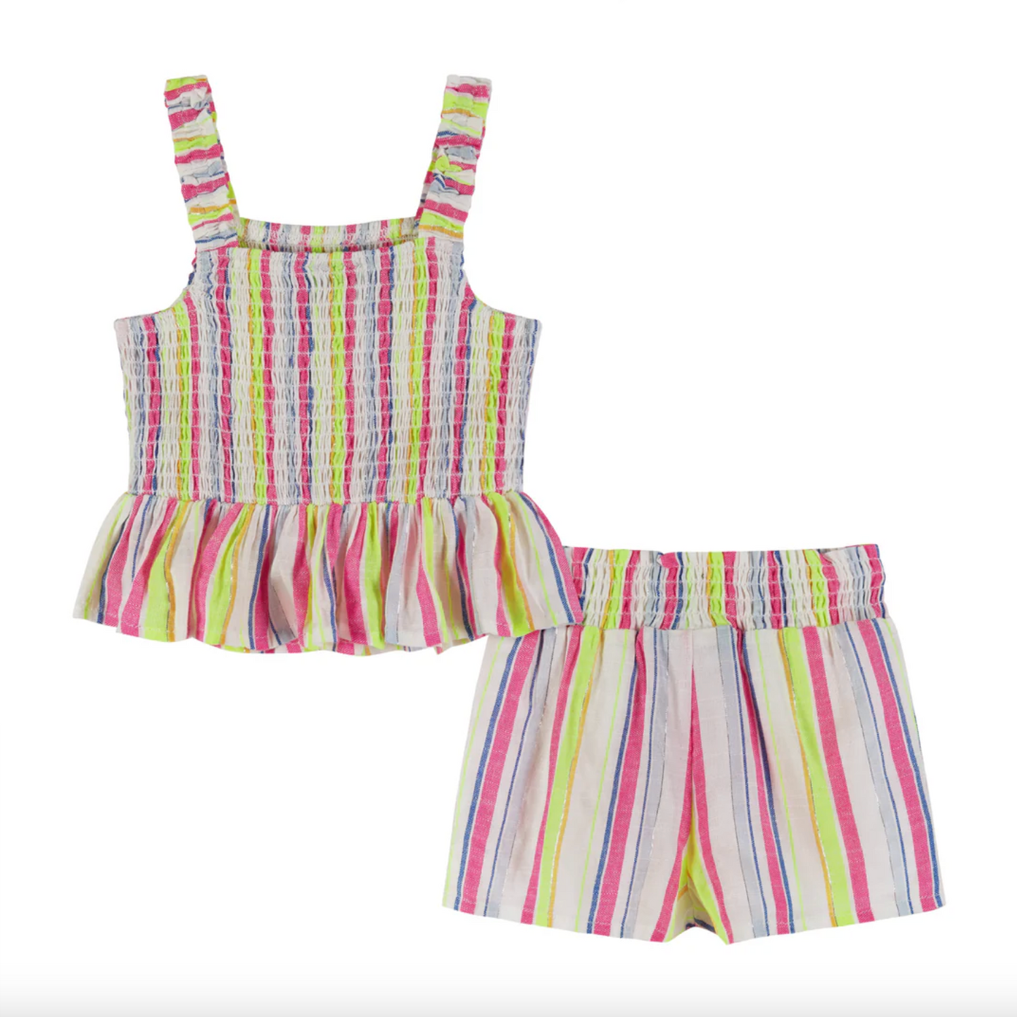 Neon Multi Color Stripe Tank & Short Set