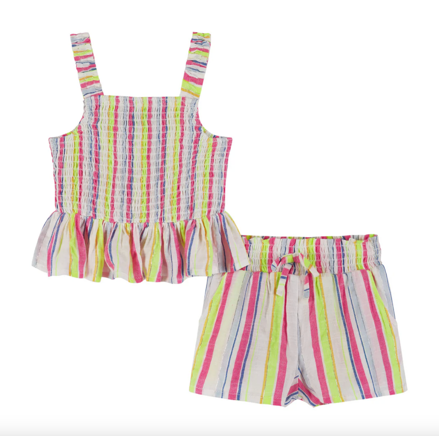 Neon Multi Color Stripe Tank & Short Set