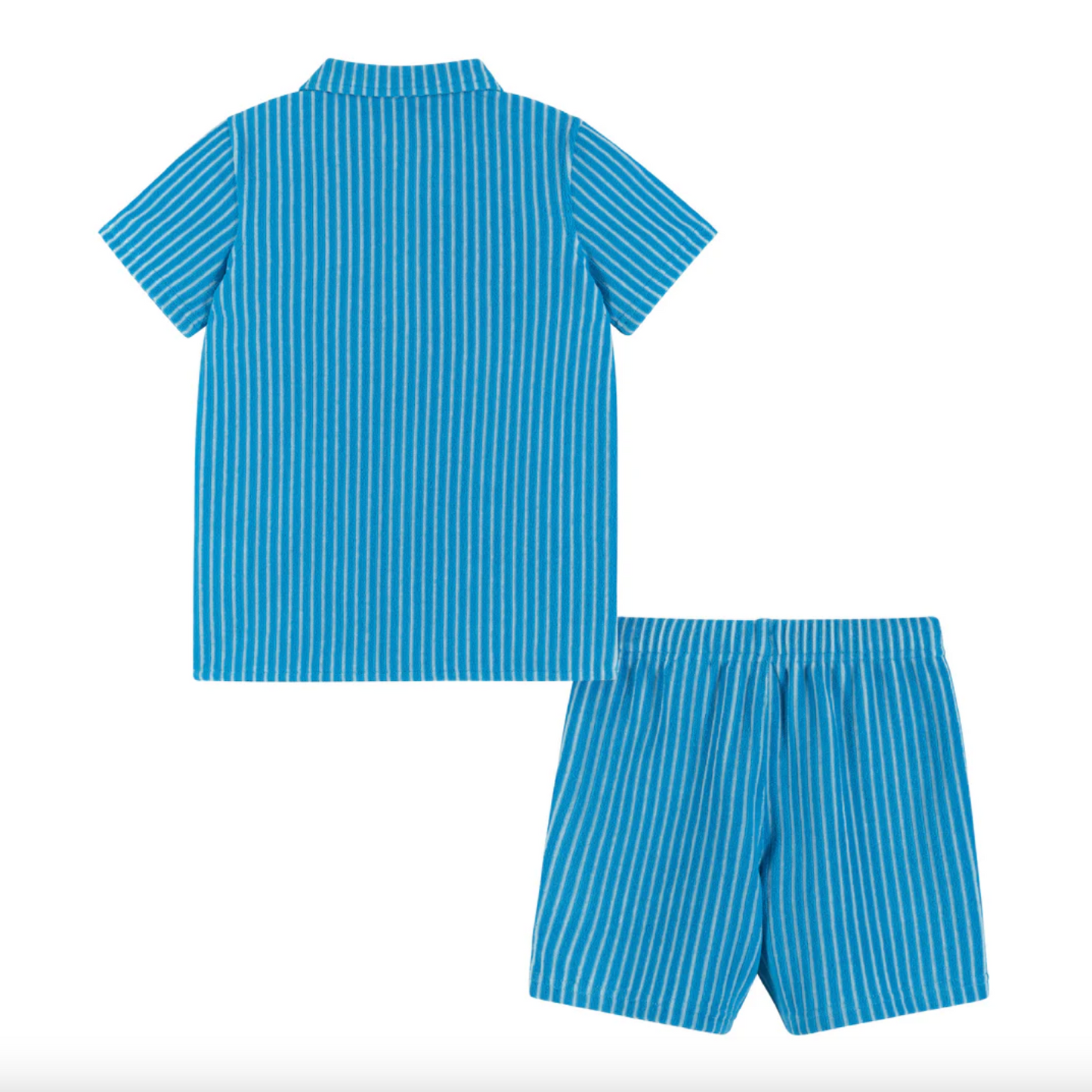 Teal Blue Striped Terry Cloth Set