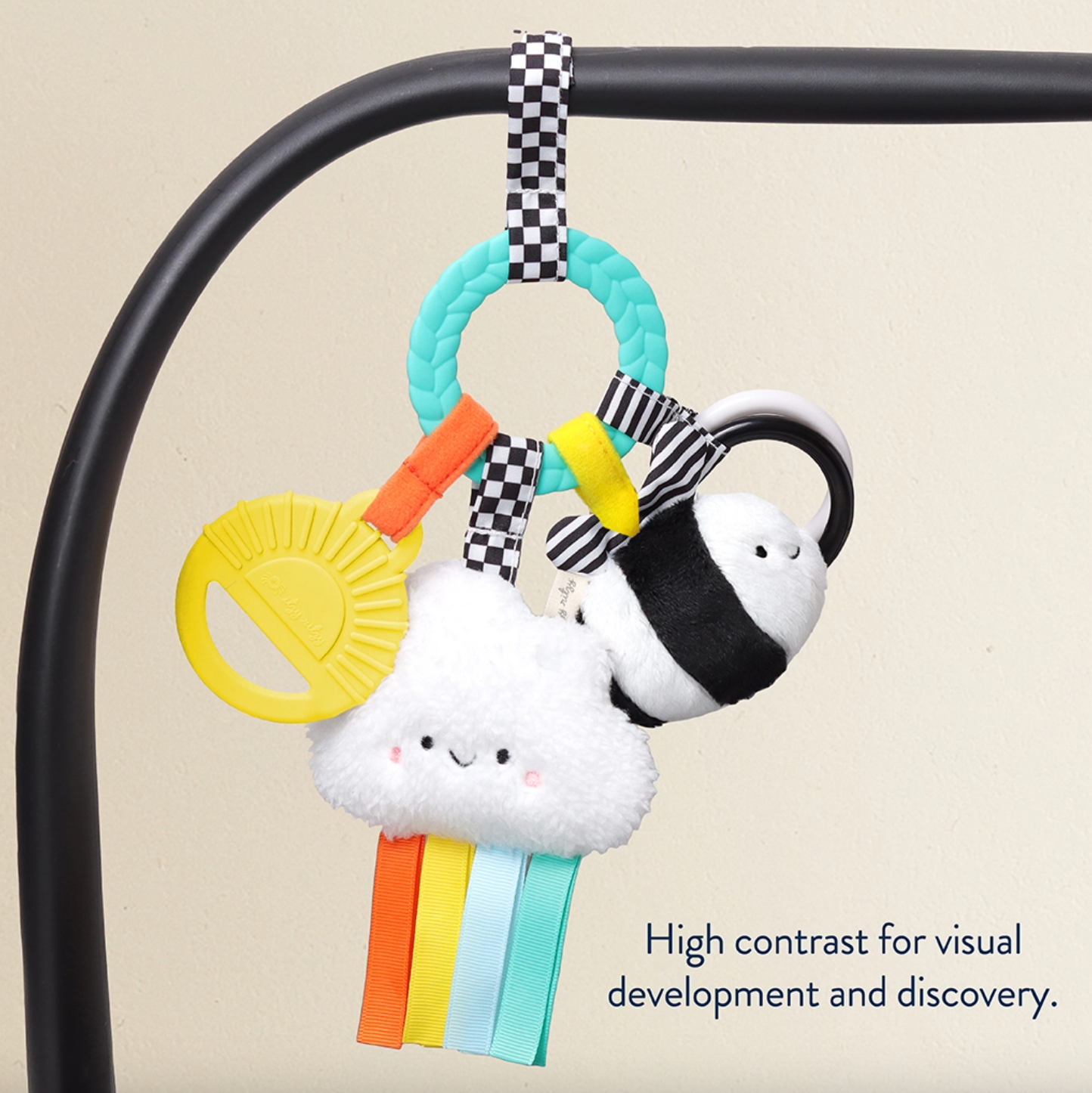 Bitzy Busy Ring™ Teething Activity Toy . High Contrast