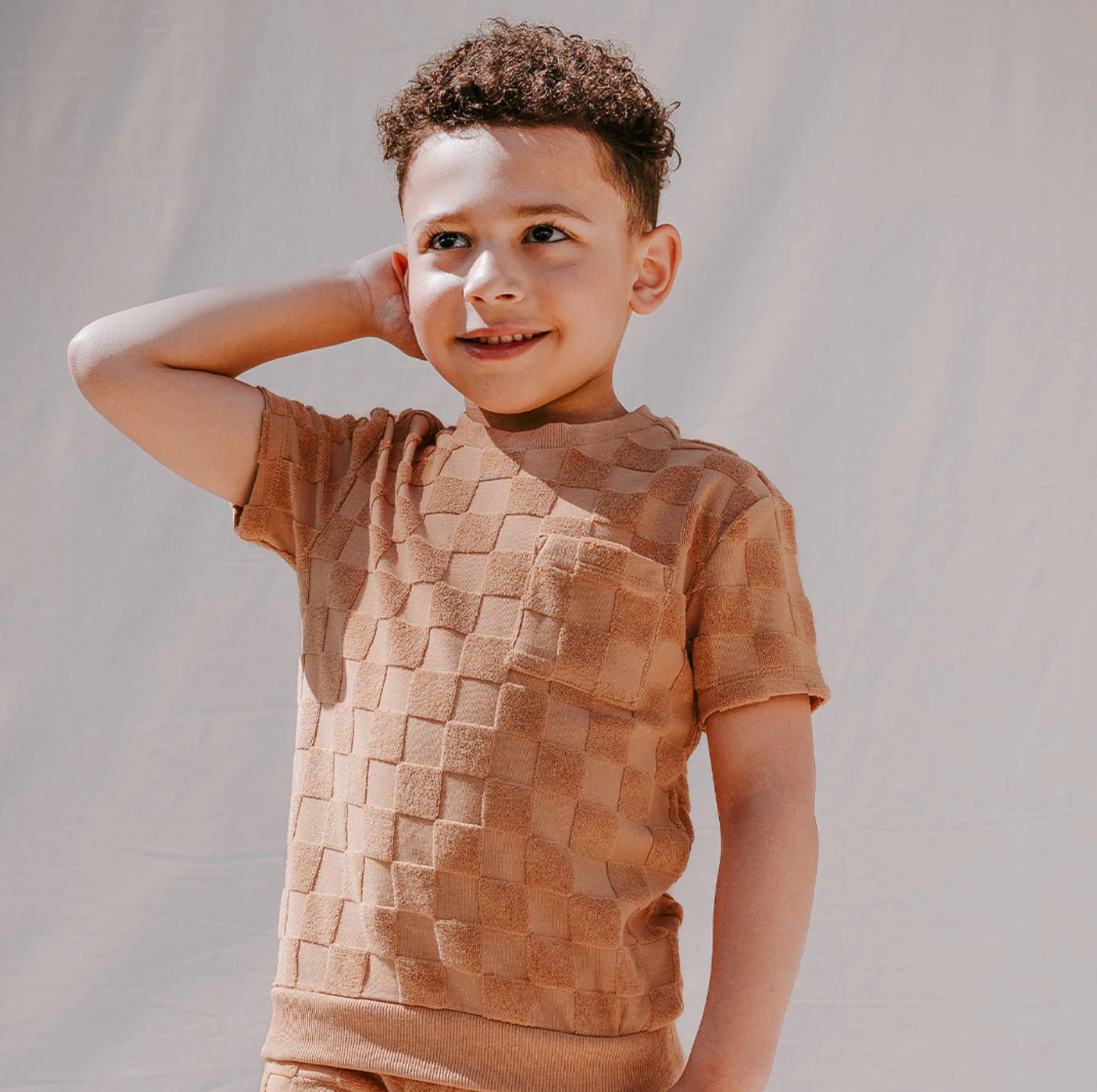 Embossed Checkerboard Rosewood Terry Cloth Top