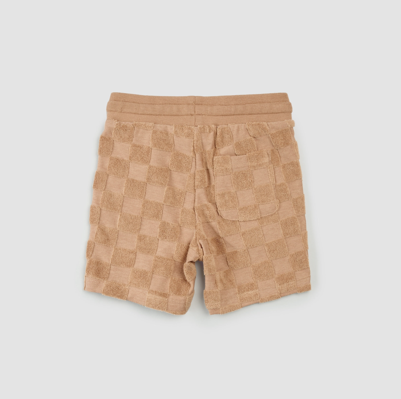 Embossed Checkerboard Rosewood Terry Cloth Shorts