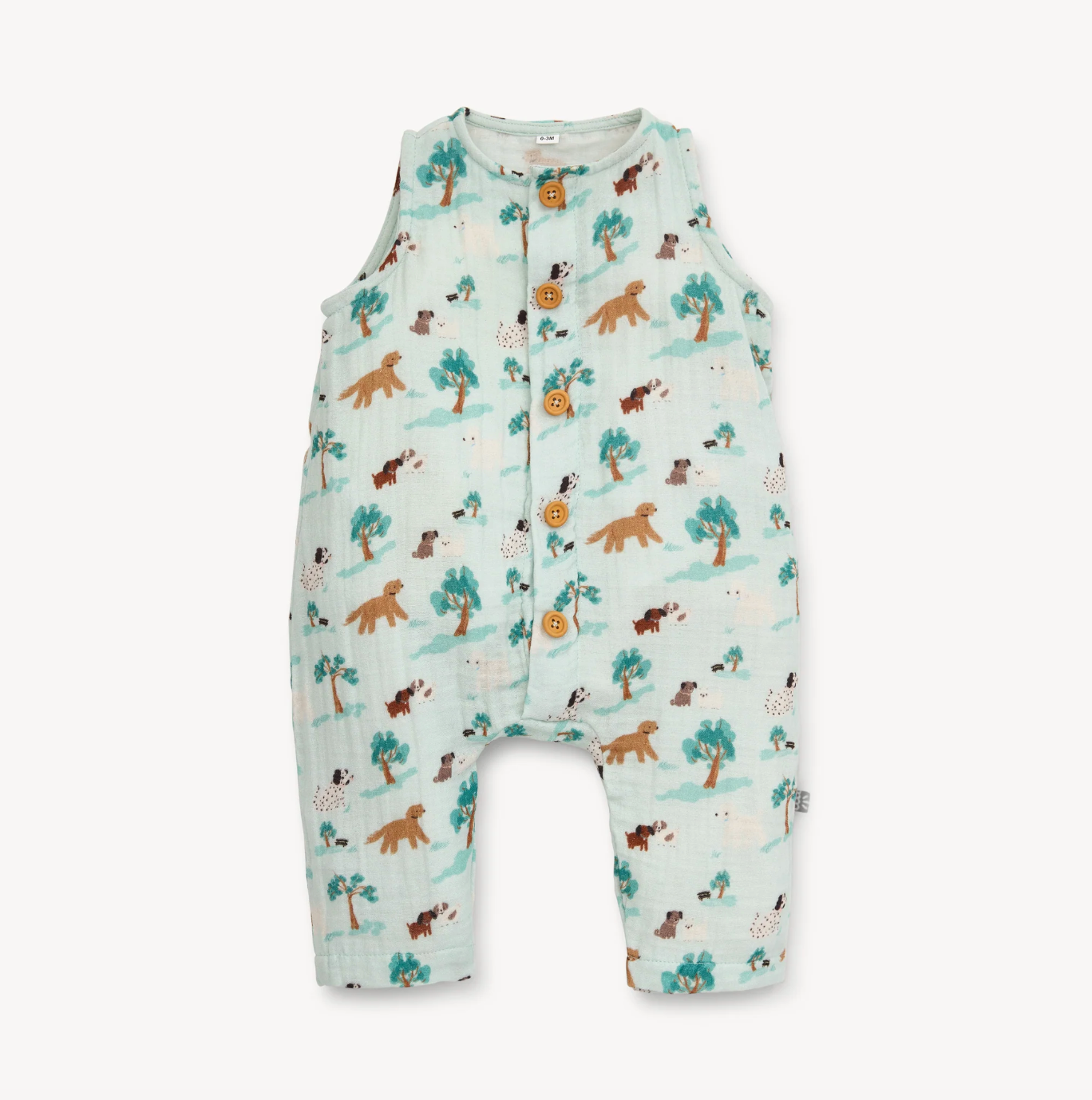 central bark cotton gauze magnetic sleeveless romper
