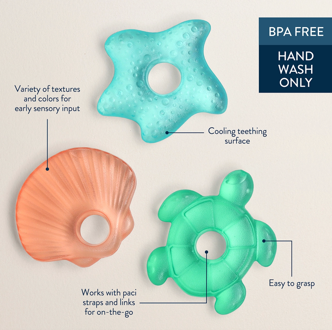 Cutie Coolers™ Water Filled Teethers (3-pack) - Seaside