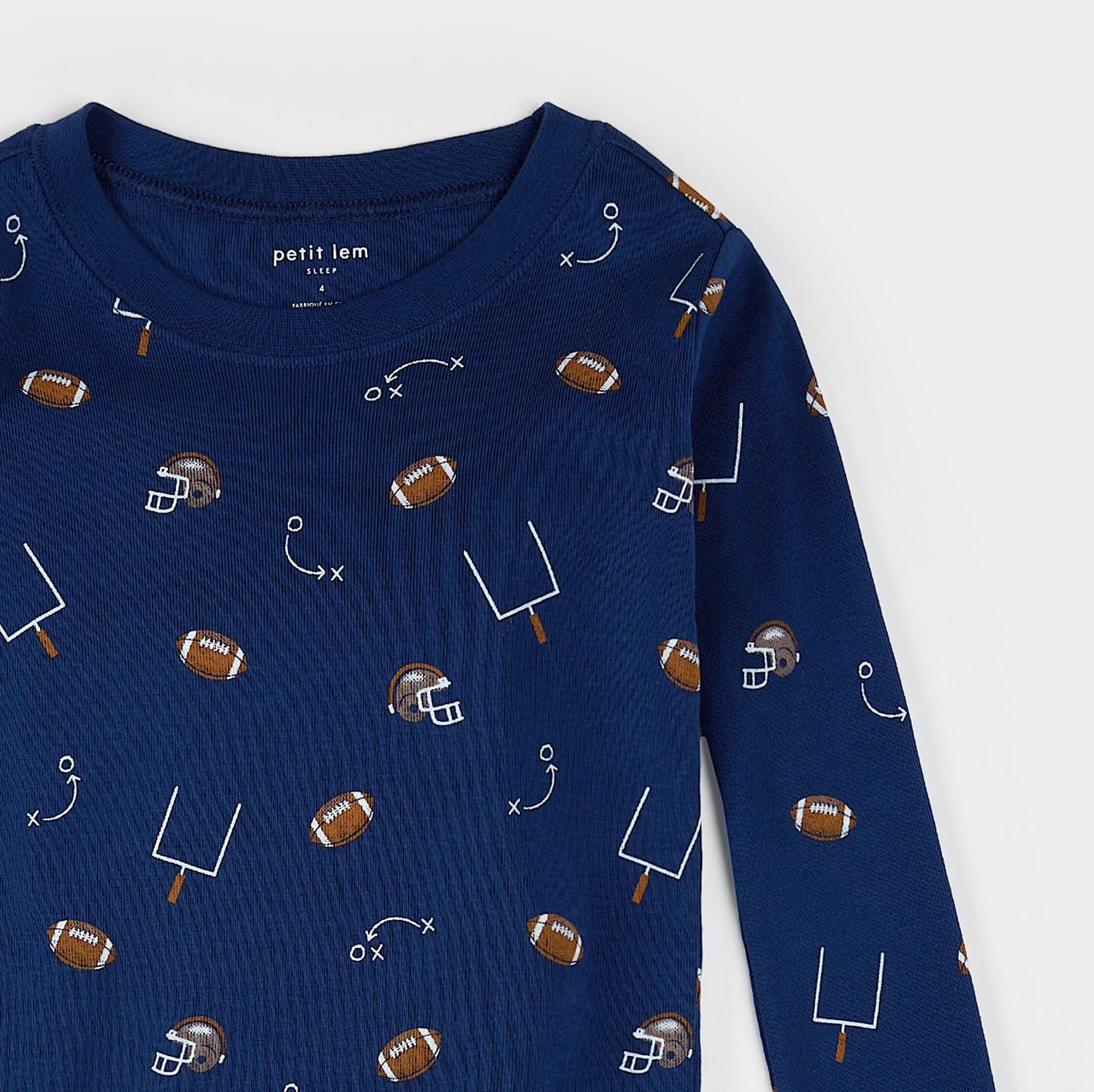 Football Play Print on Blue PJ Set